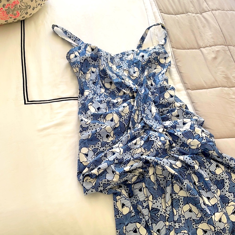Veronica Beard blue and white floral maxi dress